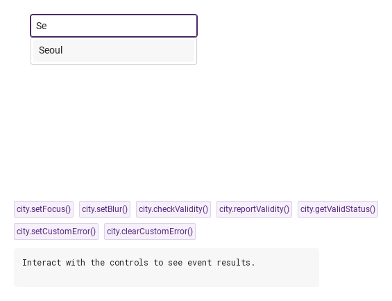 setFocus · checkValidity · reportValidity · … · Suggestions