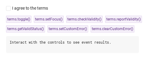 toggle · setFocus · checkValidity · … · Default