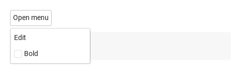 opened · itemSelected · itemChecked · Opened