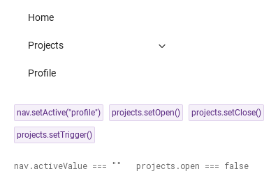 setActive · setOpen · setClose · setTrigger · Default