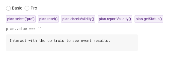 select · reset · checkValidity · … · Default