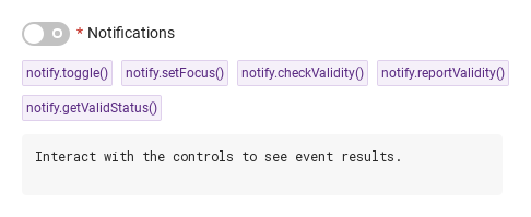 toggle · setFocus · checkValidity · … · Default