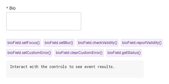 setFocus · checkValidity · reportValidity · … · Default