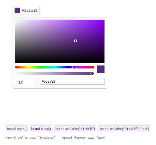 open · close · setColor · 열린 화면