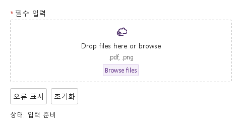 사용자 지정 오류 · 입력 전