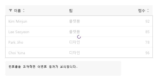 행 로딩 · 실행 결과